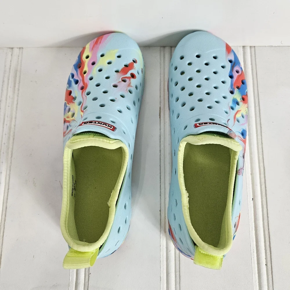 Hunter Kids Water Shoes Size 36 Original Lightweight Marble Blue Yellow Slip On